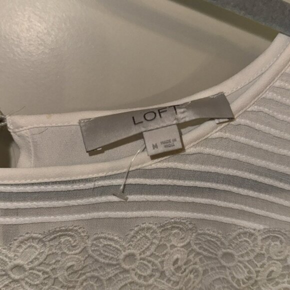 Loft White Lace Ruffle Blouse - Picture 2 of 2